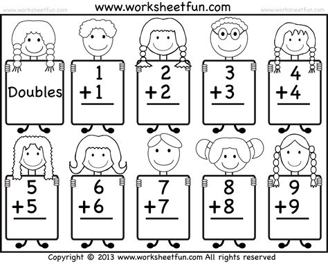 Addition Doubles Facts – Beginner Addition worksheet / FREE Printable ...