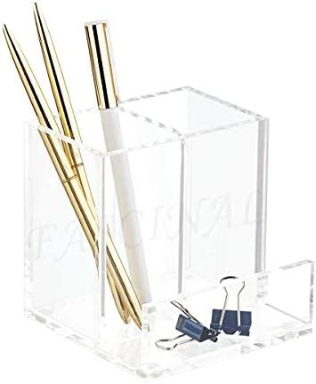 FASCINAL HOMANLY Clear Acrylic Pencil Cup and Card Organizer Stationery ...