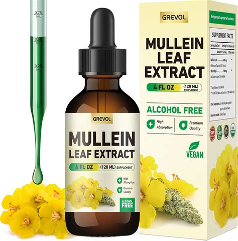 (BBD:5/27/26)Mullein Drops for Lungs Supplement: Organic Mullein Leaf 30:1 Extract Tincture with ...