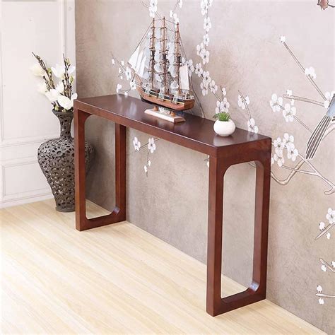 Wood Galaxy Mid-Century Modern Dark Brown Console Table Solid Wood Wall ...