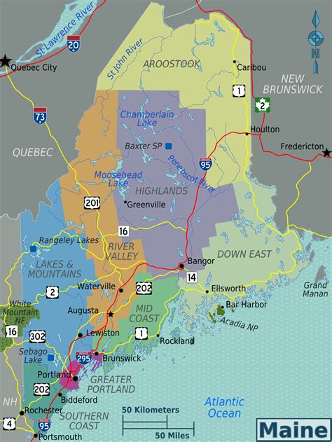 Large regions map of Maine state | Maine state | USA | Maps of the USA ...