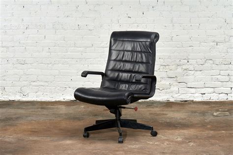 Black Leather Desk Chair by Richard Sapper for Knoll Inc/Knoll Intl ...