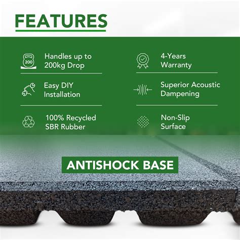 30mm Sprung PRO Anti-Shock Rubber PRO Gym Floor Tile