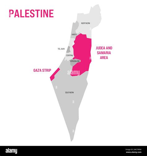 Political map of Palestine highlighted in the map of Israel. Pink ...
