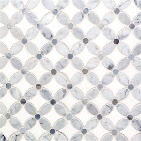 Gray and White Flower Marble Mosaic | Floor & Decor | Marble mosaic ...