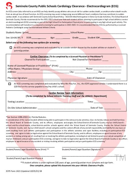 Fillable Online Seminole County Public Schools Cardiology Clearance ...