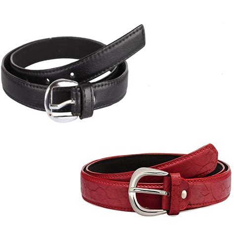 Buy Green Apple Inc Women's & Girl's Belts Combo, Pack of 2 (Black ...