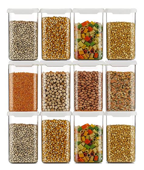 Buy Machak Plastic Square Kitchen Storage Container Jar Set, Clear ...