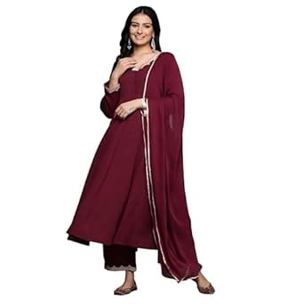 Buy Varanga Women Maroon Zari & Sequins Embellished Anarkali Kurta with ...