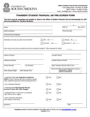 Fillable Online sc Financial Aid Prescreen Form Fax Email Print - pdfFiller