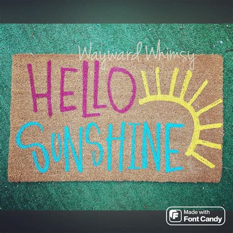 Painted Coir Doormat- Hello Sunshine - 30x17- Porch Mat- Front Door Mat ...