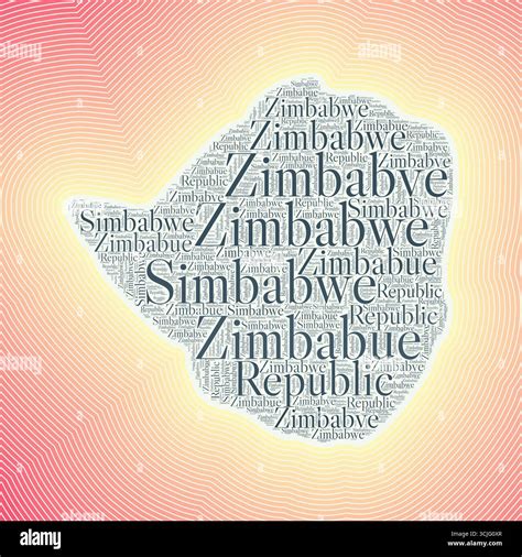 Zimbabwe shape formed by the country's name in multiple languages ...