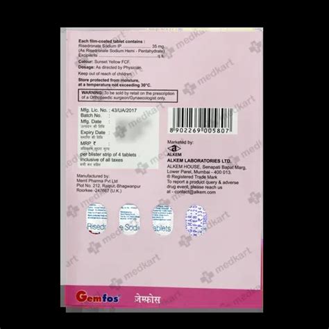 Buy Gemfos 35mg Tablet Online at Best Price | Medkart