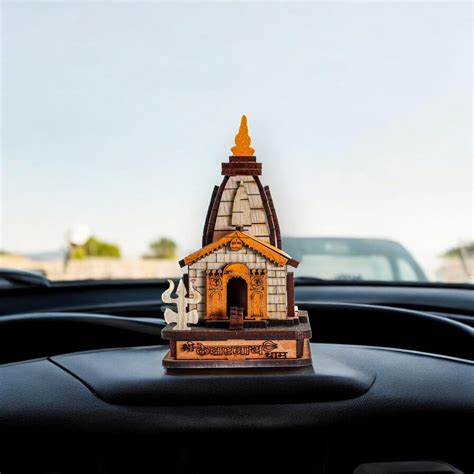 Car Dashboard Kedarnath in 3D Woods Idol Lord Shiva Temple Showpiece ...