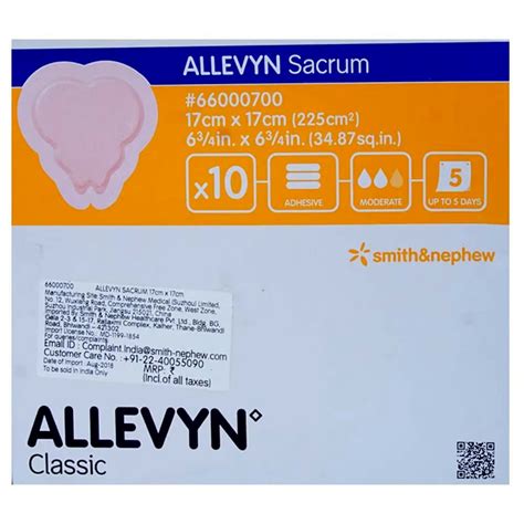 Allevyn Sacrum 17cm x 17cm Price, Uses, Side Effects, Composition ...