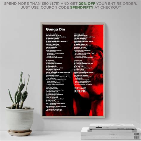 Rudyard Kipling Poem - Gunga Din - Poster Original Art Print Photo Gift ...