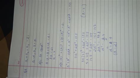 Find an AP whose sum of first 3 terms is 21 and sum of their squares is ...