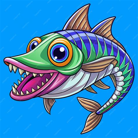 Premium Vector | A drawing of a fish with a big mouth and the mouth open