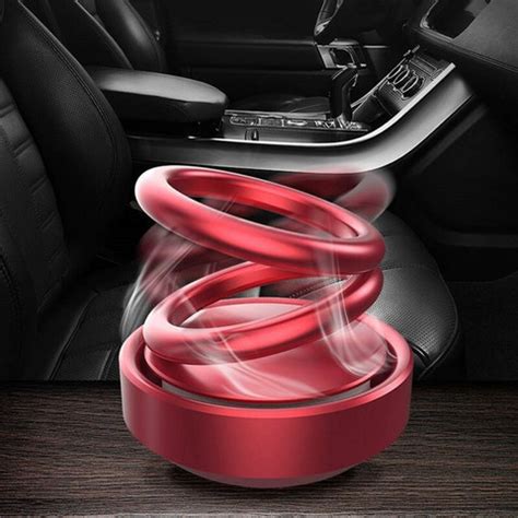 YUNEIK Car Solar Air Freshner Automatic 360° Rotating Diffuser Car-Red ...