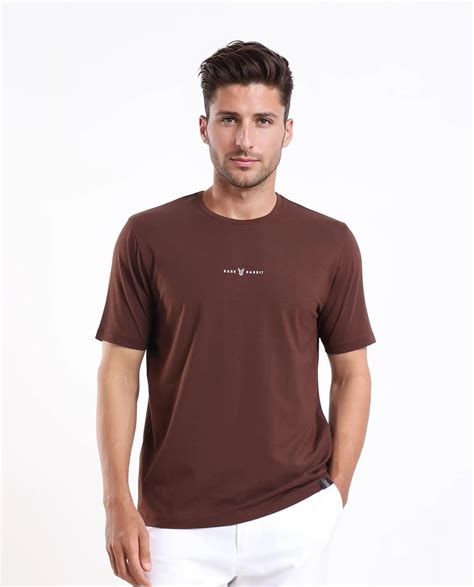 Rare Rabbit Men's Rabbit-25 Dark Brown Cotton Blend Graphic Print Regu