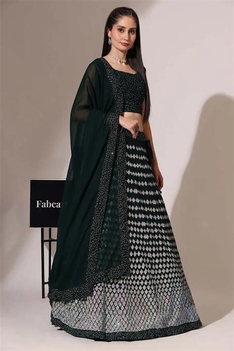 Women's Embroidered Georgette Lehenga Choli with Sequins Work Galaxy ...