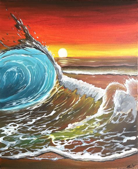 Vibrant Sunset Waves - Original Art from West Country Galleries
