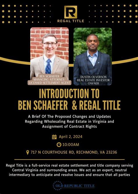 Introduction to Regal Title and Investment Seminar , 717 N courthouse ...