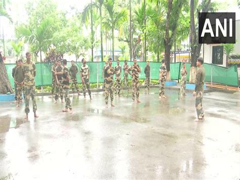 International Yoga Day: BSF jawans perform Yoga at Fulbari in Siliguri