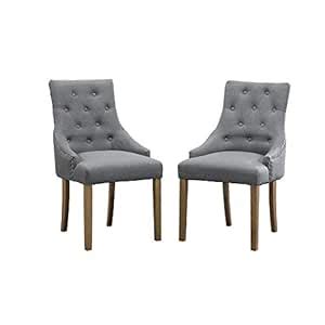 HomeSailing 2 Grey Dining Chairs Set with Arms Comfy Fabric Upholstered ...