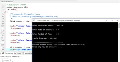 Image result for C Program for Simple Interest