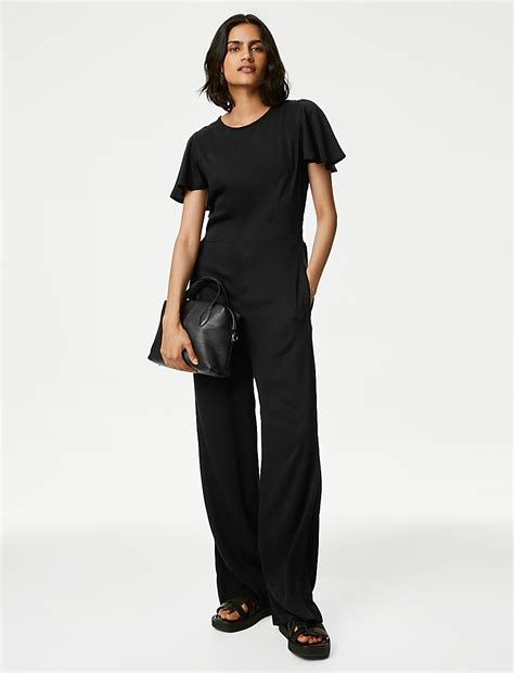 Buy Tie Neck Frill Detail Jumpsuit at Marks & Spencer