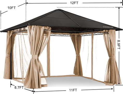 Buy COOSHADE 10×12 Hardtop Patio Gazebos Polycarbonate Roof Waterproof ...