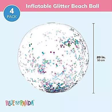Gold and Turquoise Inflatable Glitter Beach Balls (20 Inches, 4 Pack)