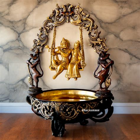 Buy Radha Krishna Urli with Swing Jhula Brass | Divine Home Decor ...