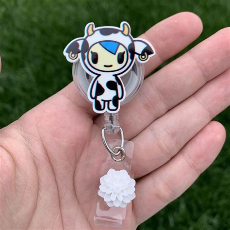 Buy Kawaii Sanrio Mozzarella Cow Tokidoki Badge Reel Holder Retractable ...