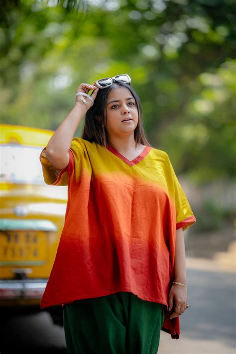 Boxy kaftan Style Loose Khadi Top ( Brown Ombre) – Svaha By Alo