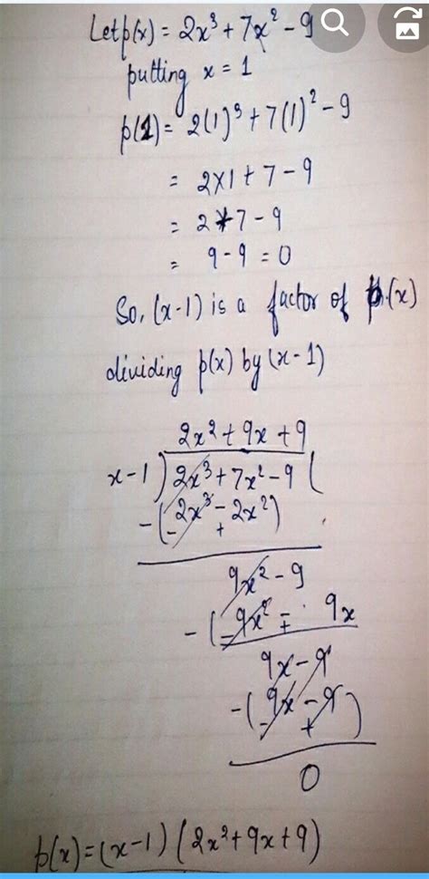Factories using factor theorem 2x3+ 7x2– 9 - Brainly.in