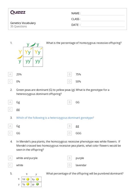 50+ genetics vocabulary dominant and recessive worksheets for 12th ...