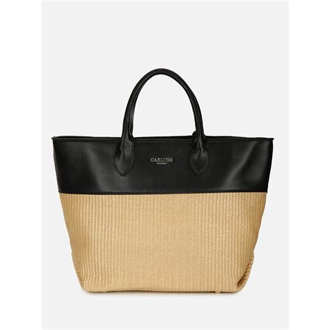 Buy Carlton London Black and Straw Tote Bag Online