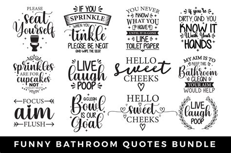 Funny Bathroom Quotes SVG Bundle Graphic by CraftlabSVG · Creative Fabrica