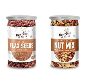 Berries And Nuts Premium Salted Flax Seeds & Nut Mix Combo | Salted ...