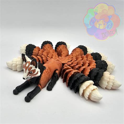 🦊 Kitsune - Flexi Articulated Fox with Nine Tails (print in place, no ...