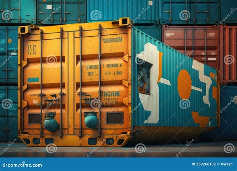 Metal Cargo Containers on the Cargo Ship, Generative Ai Stock ...
