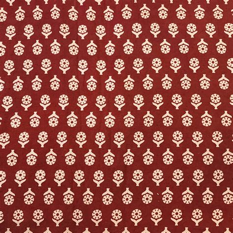 Pure Cotton Vegetable Dyed Ajrak Rust With Cream Flower Tiny Motif Fac ...