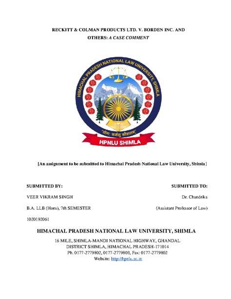 IPR Assignment - Jakku - RECKITT & COLMAN PRODUCTS LTD. V. BORDEN INC ...