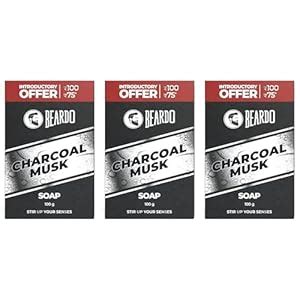 Buy Beardo Activated Charcoal Musk Soap for Men, 100g x 3 | With ...
