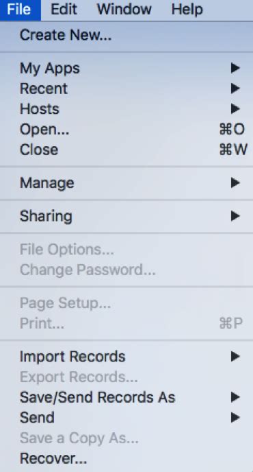 Image result for FileMaker Menu