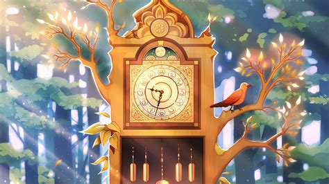 Download wallpaper 1920x1080 clock, tree, art, forest, sunlight full hd ...