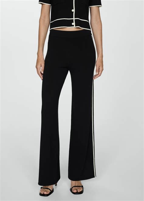 Knitted trousers with contrasting stripes - Women | MANGO Canada