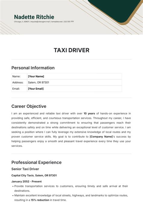 Free Driver Resume Templates to Edit Online and Download